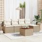 Preview: ARDEBO.de - 6-teiliges Garten Sofa Set mit Kissen Beige Poly Rattan Akazie