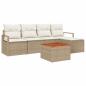 Preview: 6-teiliges Garten Sofa Set mit Kissen Beige Poly Rattan Akazie