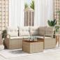 Preview: ARDEBO.de - 5-teilige Garten Sofagarnitur mit Kissen Beige Poly Rattan Akazie
