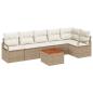 Preview: 7-teiliges Garten Sofa Set mit Kissen Beiges Poly-Rattan Akazie