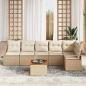 Preview: 7-teiliges Garten Sofa Set mit Kissen Beiges Poly-Rattan Akazie