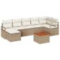 Preview: 8-teiliges Garten Sofa Set mit Kissen Beige Poly Rattan Akazie