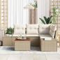 Preview: 5-teiliges Garten-Sofa Set mit Kissen Beige Poly Rattan Akazie