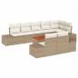 Preview: 9-teiliges Garten-Sofa-Set mit Kissen Beige Poly Rattan Akazie