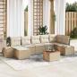 Preview: ARDEBO.de - 8-teiliges Garten Sofa Set mit Kissen Beige Poly Rattan Akazie