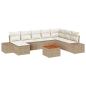 Preview: 9-teiliges Garten Sofa Set mit Kissen Beige Poly Rattan Akazie