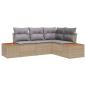 Preview: ARDEBO.de - 4-tlg. Garten-Sofagarnitur mit Kissen Beige Poly Rattan Akazie