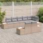 Preview: ARDEBO.de - 8-teiliges Garten Sofa Set mit Kissen Beige Poly Rattan Akazie