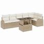 Preview: 7-teiliges Garten Sofa Set mit Kissen Beige Poly Rattan
