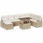 Preview: 9-teiliges Garten-Sofa-Set mit Kissen Beige Poly Rattan