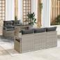 Preview: ARDEBO.de - 6-teiliges Garten Sofa Set mit Kissen Hellgrau Poly Rattan
