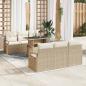 Preview: ARDEBO.de - 7-teiliges Garten Sofa Set mit Kissen Beige Poly Rattan