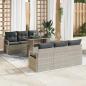 Preview: ARDEBO.de - 7-teiliges Garten Sofa Set mit Kissen Hellgrau Poly Rattan