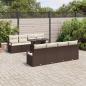 Preview: ARDEBO.de - 9-tlg. Garten-Sofagarnitur mit Kissen Braun Poly Rattan