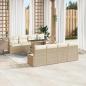 Preview: 9-tlg. Garten-Sofagarnitur mit Kissen Beige Poly Rattan