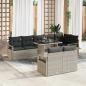 Preview: ARDEBO.de - 9-tlg. Garten-Sofagarnitur mit Kissen Hellgrau Poly Rattan