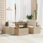 Preview: ARDEBO.de - 5-tlg. Garten-Sofagarnitur mit Kissen Beige Poly Rattan