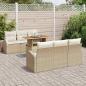 Preview: 7-teiliges Garten-Sofa-Set mit Kissen Beige Poly Rattan