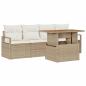 Preview: 5-teiliges Garten Sofa Set mit Kissen Beige Poly Rattan