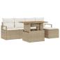 Preview: 6-teiliges Garten Sofa Set mit Kissen Beige Poly Rattan