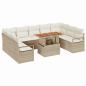 Preview: 10-tlg. Garten-Sofagarnitur mit Kissen Beige Poly Rattan