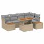 Preview: ARDEBO.de - 6-teiliges Garten Sofa Set mit Kissen Beige Poly Rattan
