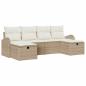 Preview: 6-tlg. Garten-Sofagarnitur mit Kissen Beige Poly Rattan