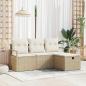 Preview: ARDEBO.de - 4-teiliges Garten Sofa Set mit Kissen Beige Poly Rattan