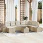 Preview: ARDEBO.de - 9-tlg. Garten-Sofagarnitur mit Kissen Beige Poly Rattan