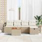 Preview: 6-teiliges Gartensofa Set mit Kissen Beige Poly Rattan
