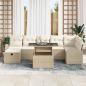 Preview: 8-teiliges Garten-Sofa-Set mit Kissen Beige Poly Rattan