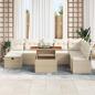 Preview: 9-teiliges Garten Sofa Set mit Kissen Beige Poly Rattan