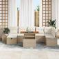 Preview: 8-tlg. Garten-Essgruppe mit Kissen Beige Poly Rattan Akazie