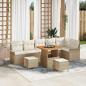 Preview: ARDEBO.de - 9-teiliges Garten-Sofa-Set mit Kissen Beige Poly-Rattan Akazie