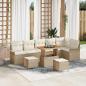 Preview: ARDEBO.de - 9 teiliges Garten Sofa Set mit Kissen Beige Poly Rattan Akazie
