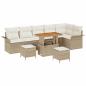 Preview: 9 teiliges Garten Sofa Set mit Kissen Beige Poly Rattan Akazie