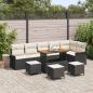 Preview: ARDEBO.de - 10-teiliges Garten Sofa Set mit Kissen Schwarz Poly Rattan Akazie