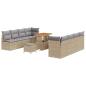 Preview: ARDEBO.de - 11-teilige Garten Sofa Set mit Kissen Beige Poly Rattan Akazie