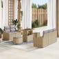 Preview: ARDEBO.de - 8-teiliges Garten Sofa Set mit Kissen Beige Poly-Rattan Akazie