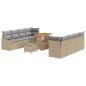 Preview: 11-tlg. Garten-Sofagarnitur mit Kissen Beige Poly Rattan Akazie
