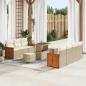 Preview: ARDEBO.de - 10-teiliges Garten-Sofa-Set mit Kissen Beige Poly Rattan Akazie