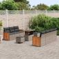 Preview: 10-teiliges Garten-Sofa-Set mit Kissen in Grau aus Poly-Rattan und Akazienholz