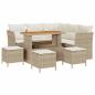 Preview: ARDEBO.de - 9-teiliges Garten Sofa Set mit Kissen Beige Poly Rattan Akazie