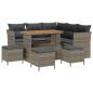 Preview: 9-teiliges Garten Sofa Set mit Kissen Grau Poly Rattan Akazie