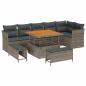Preview: 9-teiliges Garten-Sofaset mit Kissen Grau Poly-Rattan Akazie