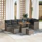 Preview: ARDEBO.de - 9-teiliges Garten Sofa Set mit Kissen Grau Poly Rattan Akazie
