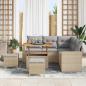 Preview: 8-teiliges Garten Sofa Set mit Kissen Beige Poly Rattan Akazie