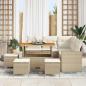 Preview: 9-teiliges Garten Sofa Set mit Kissen Beige Poly Rattan Akazie