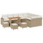 Preview: 13-teiliges Garten Sofa Set mit Kissen Beige Poly Rattan Akazie