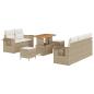 Preview: ARDEBO.de - 8-tlg. Garten-Sofagarnitur mit Kissen Beige Poly Rattan Akazie